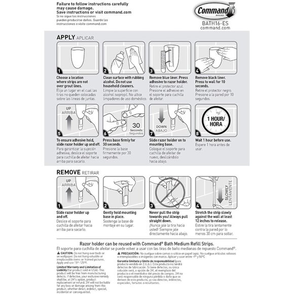 Bath Razor Holder, Clear Frosted, 1-Holder, 1- Water-Resistant Strip, Organize D - Picture 10 of 11